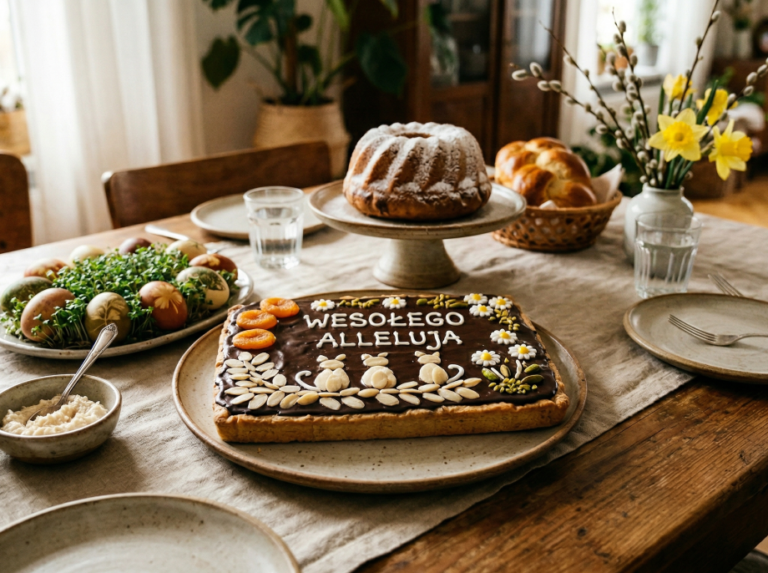 Mazurek wielkanocny z&nbsp;kremem kajmakowym i&nbsp;albuminą